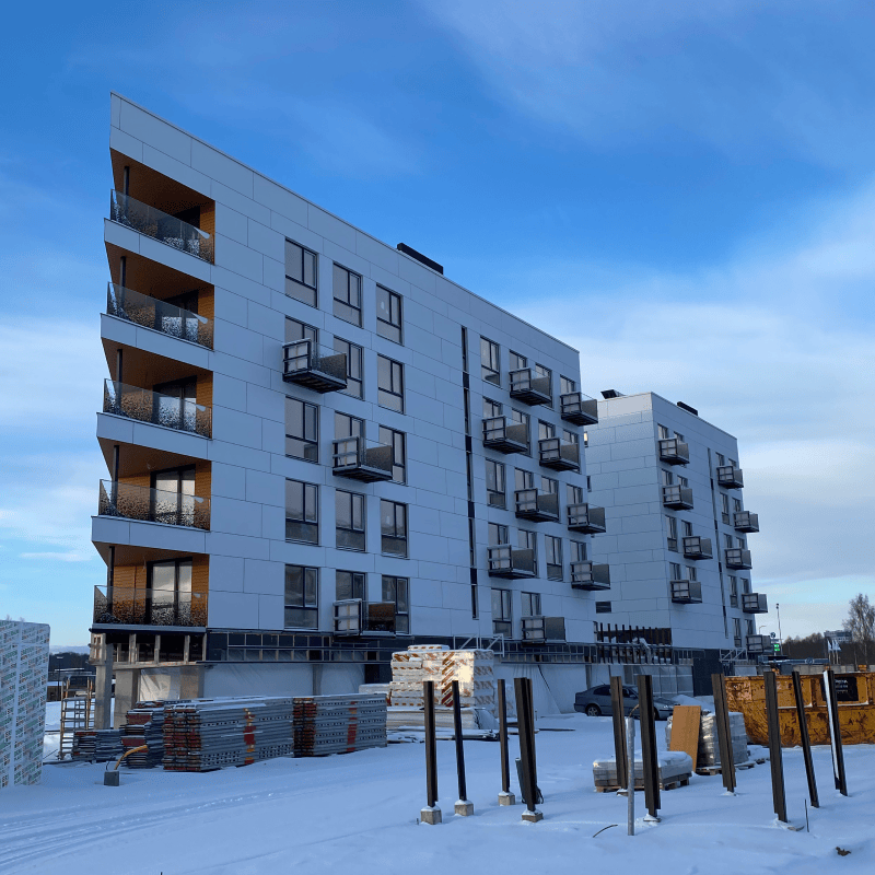 Facade elements of an apartment building